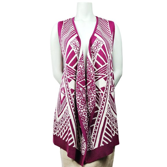 Aina Be Sweaters - AINA BE Aztec Flowy Beige Sleeveless Cardigan | M